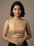 Champagne Gold Chevron Brocade Blouse