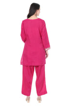 Magenta Pure Chanderi Co-Ord Set with Gold & Silver Gota Embroidery